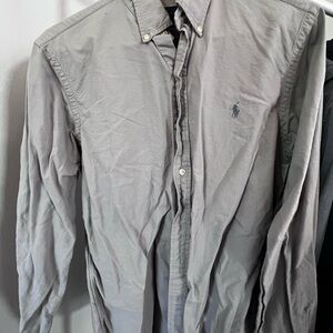 Ralph Lauren Gray Button-Down Shirt with Logo